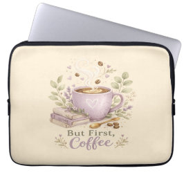 Gemütlicher Lavendel-Wasserfarbe-Kaffee Laptopschutzhülle