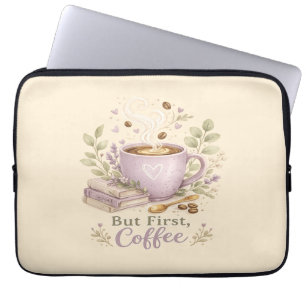 Gemütlicher Lavendel-Wasserfarbe-Kaffee Laptopschutzhülle