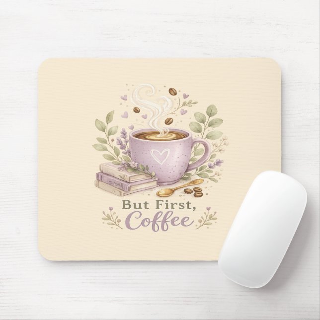 Gemütlicher Lavendel-Wasserfarbe-Kaffee Mousepad (Mit Mouse)