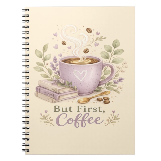 Gemütlicher Lavendel-Wasserfarbe-Kaffee Notizblock (Vorderseite)