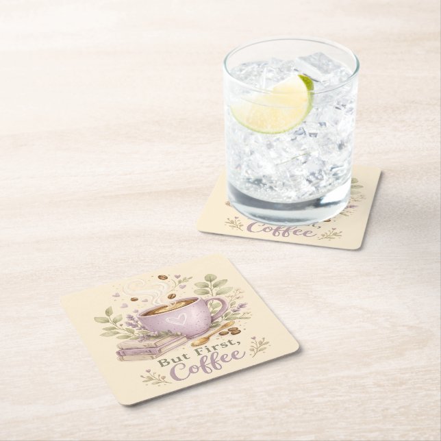Gemütlicher Lavendel-Wasserfarbe-Kaffee Rechteckiger Pappuntersetzer (Vor Ort)