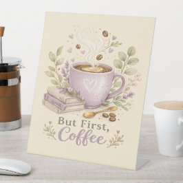 Gemütlicher Lavendel-Wasserfarbe-Kaffee Sockelschild