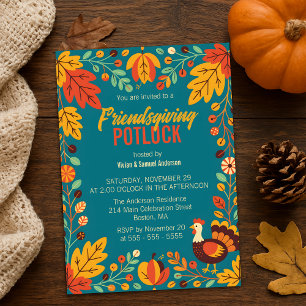 Gemütlicher, lebhafter Herbst ernten Freund Potluc Einladung