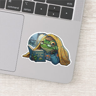 Gemütlicher Lesefrosch-Aufkleber Aufkleber