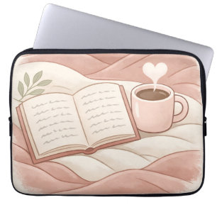Gemütlicher Lesemoment - Kaffee- und Buchliebhaber Laptopschutzhülle