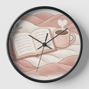 Gemütlicher Lesemoment - Kaffee- und Buchliebhaber Uhr