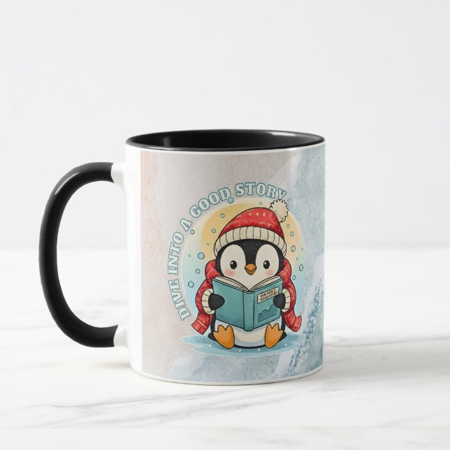Gemütlicher Lesepinguin Winter-Kaffee-Tasse Tasse (Links)