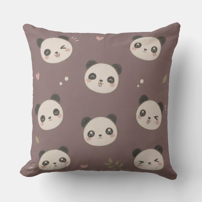 Gemütlicher Lila Panda  Kissen (Vorderseite)