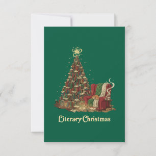 Gemütlicher literarischer Weihnachtsbaum aus Büche Dankeskarte