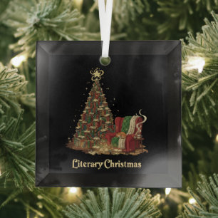 Gemütlicher literarischer Weihnachtsbaum aus Büche Ornament Aus Glas