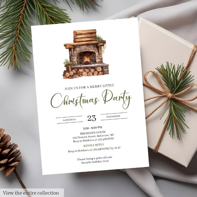 Gemütlicher minimalistischer neutraler erdiger rus einladung (Cozy Minimalist Neutral Earthy Rustic Christmas Party Invitation)