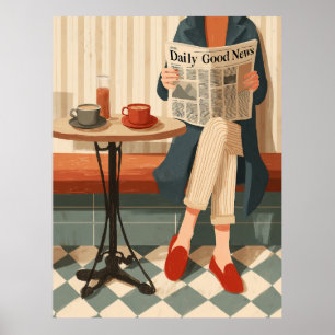 Gemütlicher Morgenkaffee und Nachrichten Poster