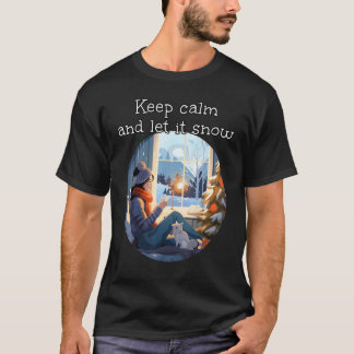 Gemütlicher Ort mit Katze, um ruhig zu bleiben und T-Shirt