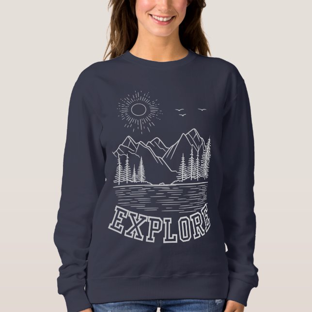 Gemütlicher Outdoor-Abenteuer-Crewneck-Pullover Sweatshirt (Vorderseite)