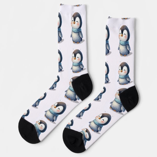 Gemütlicher Penguin - Crew Socken (Linkes Detail)