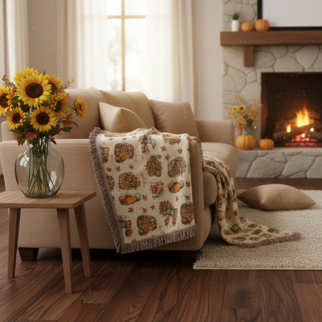 Gemütlicher Personalisierter Name Halloween Herbst Decke (Von Creator hochgeladen)