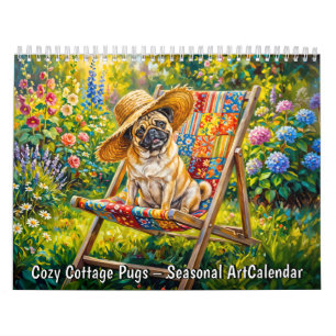 Gemütlicher Pug-Kalender im Cottage-Stil - Saisona Kalender