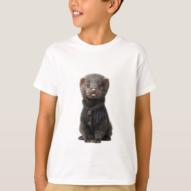 Gemütlicher Pullover-Frettchen-Kinder T-Shirt (Vorderseite)
