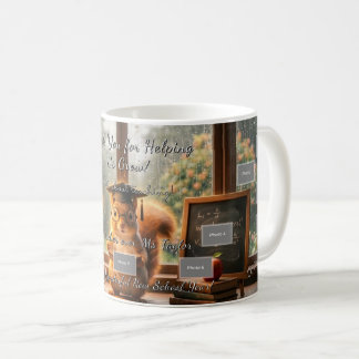 Gemütlicher Regentag-Eichhörnchen-Lehrer-Schätzung Kaffeetasse