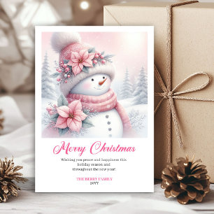 Gemütlicher Rosa Schneemann Kinder Download Weihna Feiertagskarte