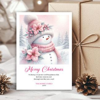 Gemütlicher Rosa Schneemann Kinder Download Weihna Feiertagskarte