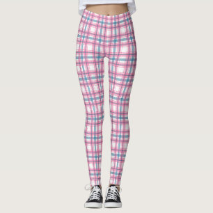 Gemütlicher rosa und blauer Tartan Leggings