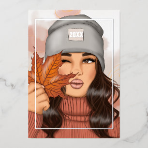 Gemütlicher saisonaler Herbst - Weihnachten Folien Feiertagskarte