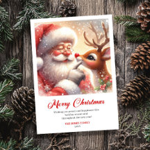 Gemütlicher Santa und Rudolph warme Weihnachtsgrüß