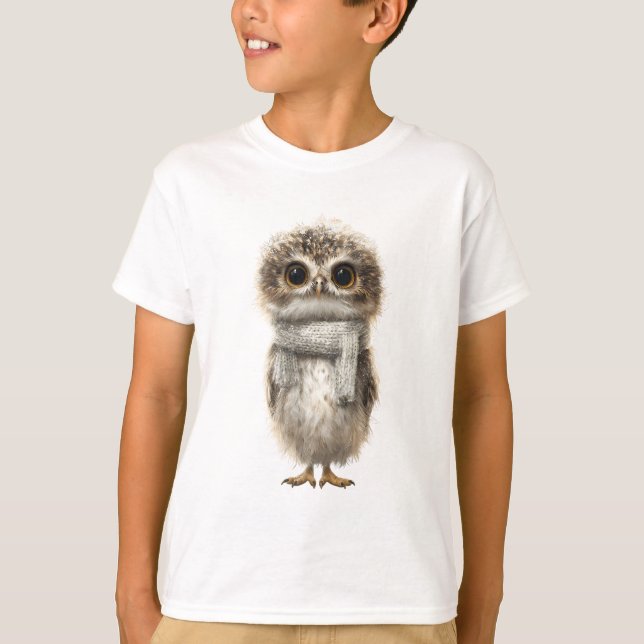 Gemütlicher Schal Baby Eule Kinder T-Shirt (Vorderseite)