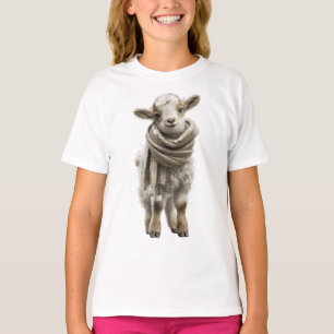 Gemütlicher Schal Baby Lamm Kinder T-Shirt
