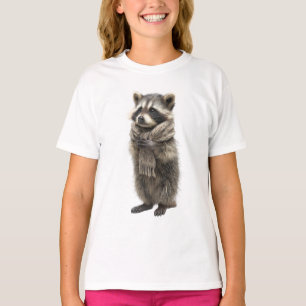 Gemütlicher Schal Stehender Waschbär Kinder T-Shirt