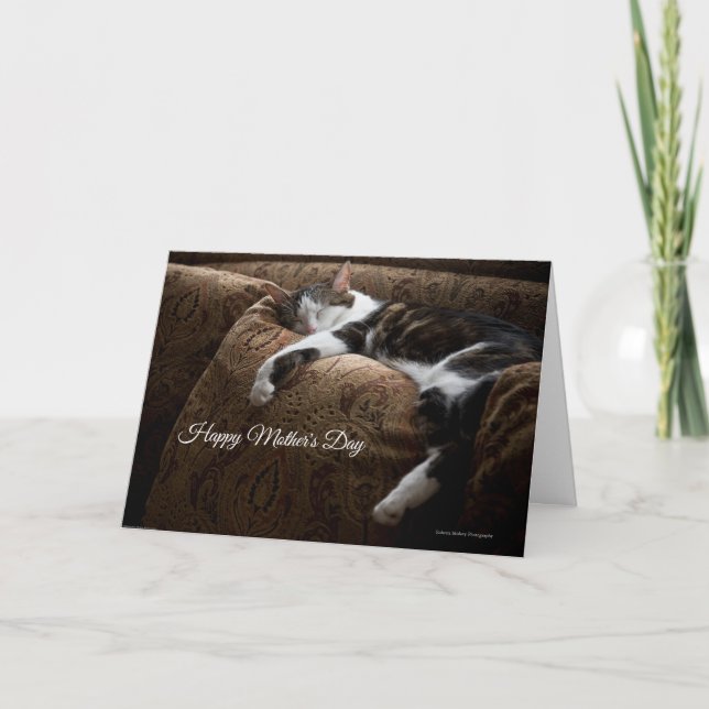 Gemütlicher Schlaf Buddy Cat Mother Day Card Karte (Vorderseite)