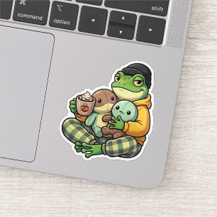 Gemütlicher Schlafanzug-Frosch-Aufkleber Aufkleber