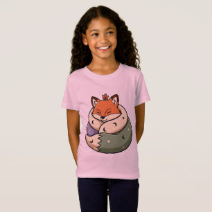 Gemütlicher schlafender Fuchs mit Mond & Sternen T-Shirt