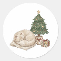 Gemütlicher Schlafkatze-Weihnachtsaufkleber