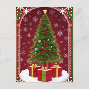 ✨ Gemütlicher schneebedeckter Weihnachtsbaum Winte Postkarte