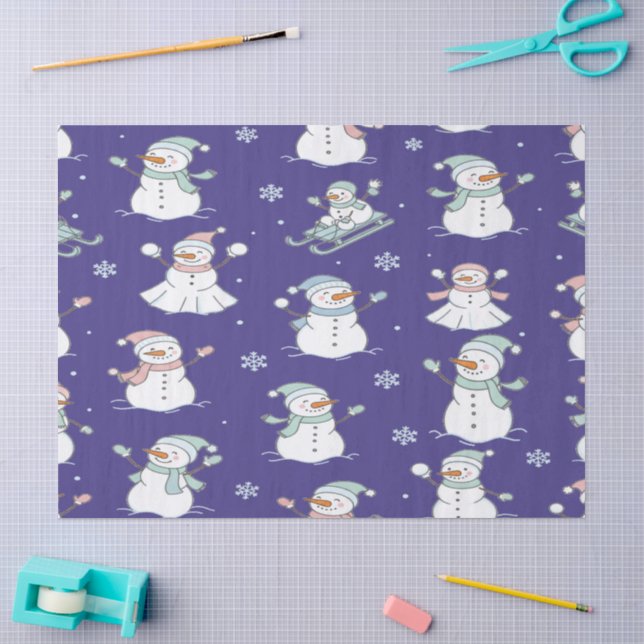 Gemütlicher Schneemann im Winter Seidenpapier (Basteln)
