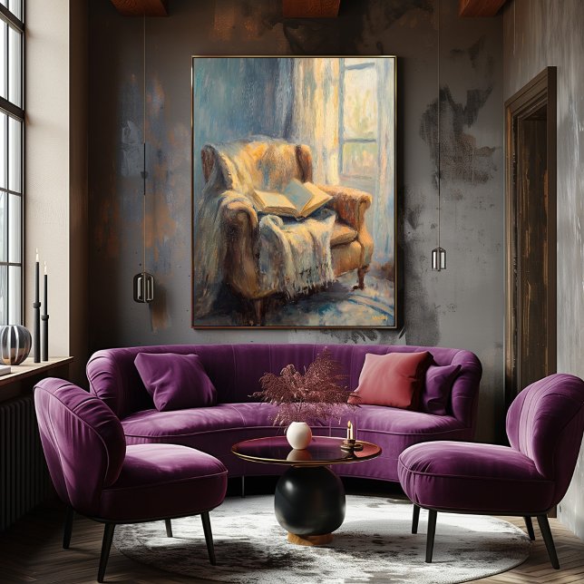 Gemütlicher Sessel mit Book by Window - Impression Poster (Von Creator hochgeladen)