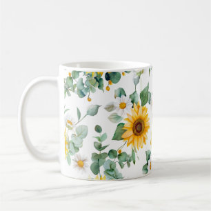 Gemütlicher Sommerlicher Garten mit Sonnenblumen Kaffeetasse