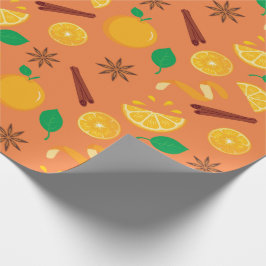 Gemütlicher Star Anise und Orangen Nahtloser Ernte Geschenkpapier