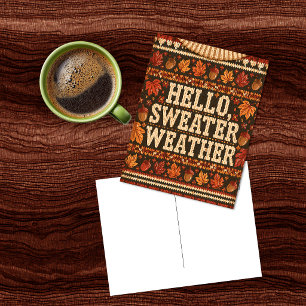 Gemütlicher Strick-Hallo-Strickwetter-Postkarte Postkarte