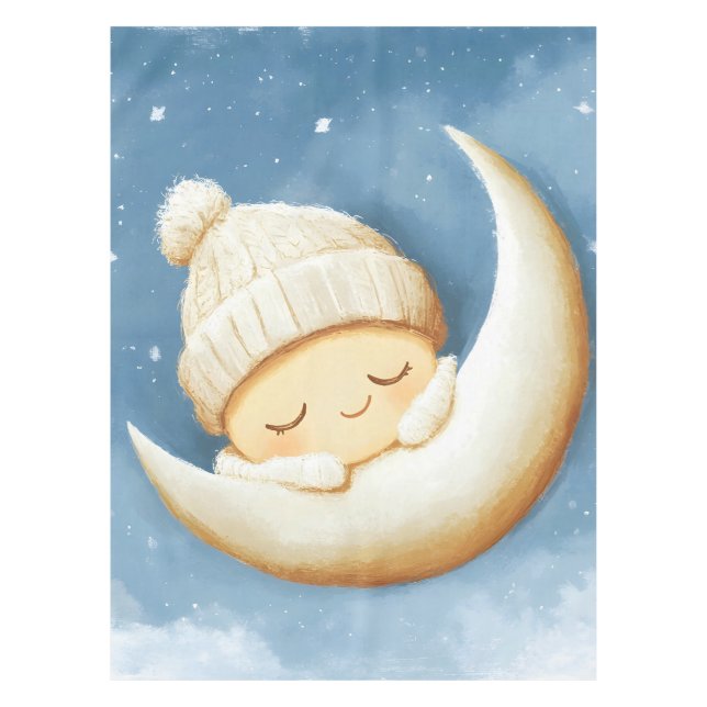 Gemütlicher Strick Nickerchen Cresent Moon Tischdecke (Vorderseite)