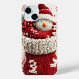 Gemütlicher Strick Snowman Weihnachts-Strumpf Case-Mate iPhone Hülle