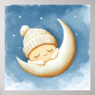 Gemütlicher Stricknicker Mond  Poster