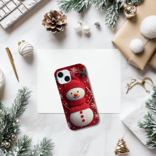 Gemütlicher Strickschneemann Rot Weiß Festlich Wei Case-Mate iPhone Hülle