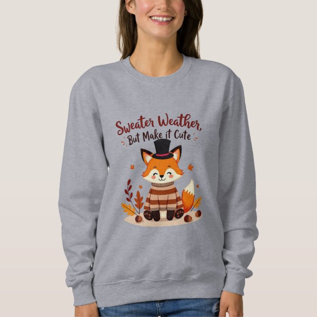 Gemütlicher und Niedlicher Fuchs im Herbstkraut Sweatshirt (Vorderseite)