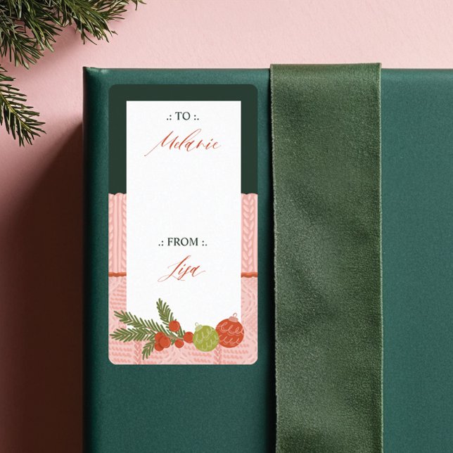 Gemütlicher und warmer, rosafarbener Pullover bis  (Cozy & Warm Knitted Pink Sweater To From Holiday Label)