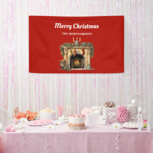 Gemütlicher Viktorianischer Kamin Weihnachten Banner
