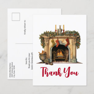 Gemütlicher viktorianischer Kamin Weihnachten Dank Postkarte