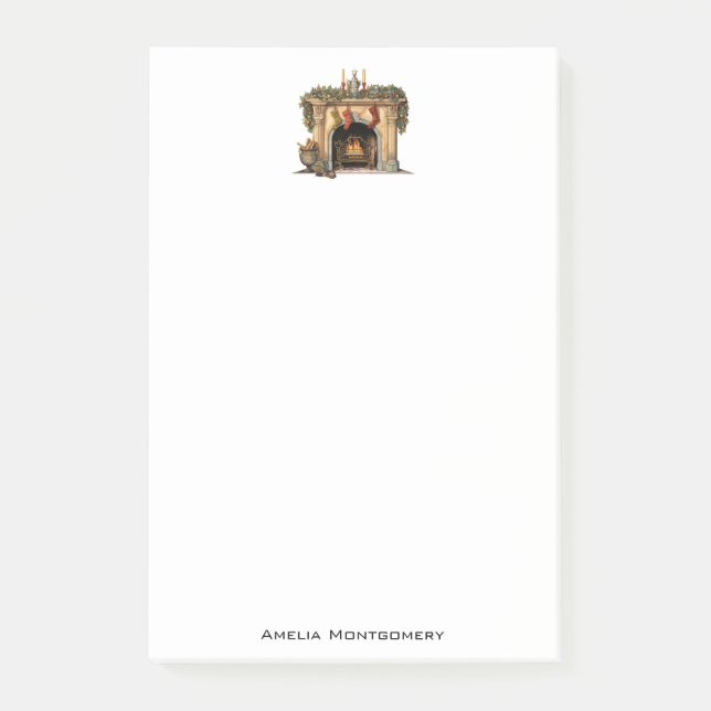 Gemütlicher Viktorianischer Kamin Weihnachten Post-it Klebezettel (Vorderseite)